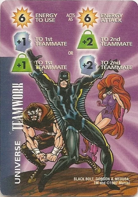 Marvel OVERPOWER TEAMWORK 6E IS +1 +2 Black Bolt Gorgon Medusa - Monumental