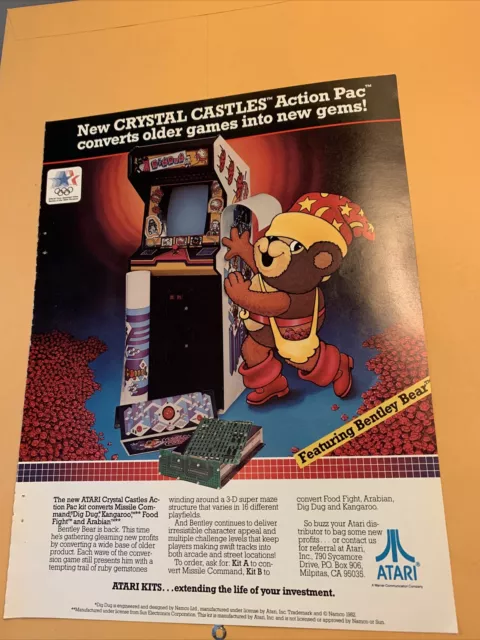 11-8 1/4'' Crystal Castles dig dug Atari arcade  game  FLYER AD