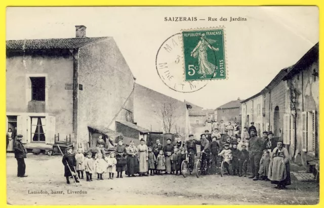 cpa 54 - VILLAGE de SAIZERAIS (Meurthe et Moselle) RUE des JARDINS Très animée