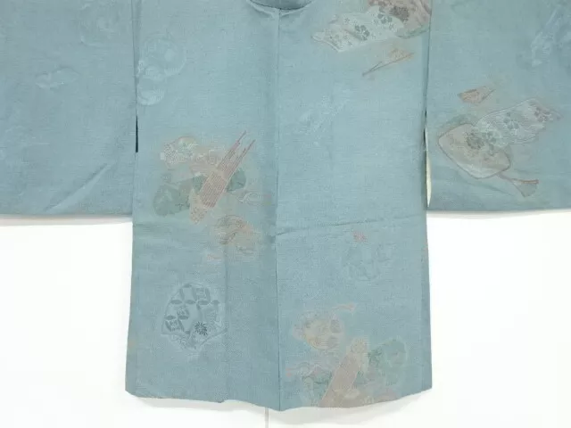 81829# Japanese Kimono / Antique Haori / Woven Flowers & Musical Instruments