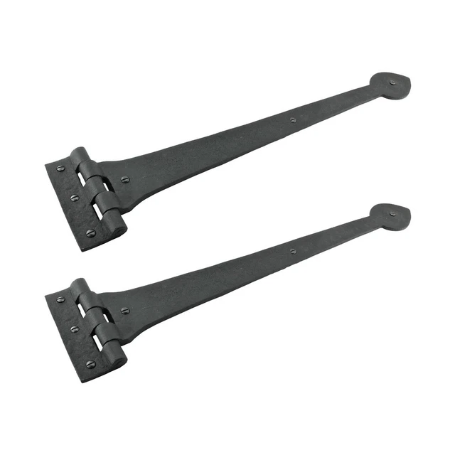 Renovators Supply Black Door Gate Strap Hinges 18" L Heart Design Pack of 2