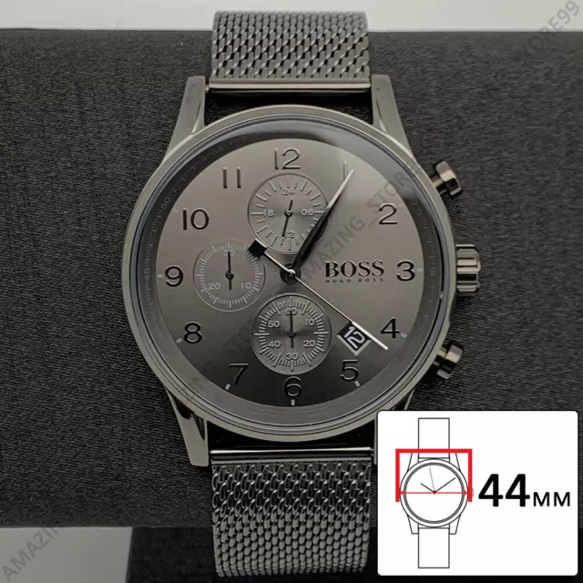 Neu Hugo Boss 1513674 Navigator Chrono Schwarzes Zifferblatt Armband Herrenuhr