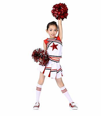LOLANTA Rosso Uniforme Costume per Bambine da Cheerleader, Bianco con (K2r)