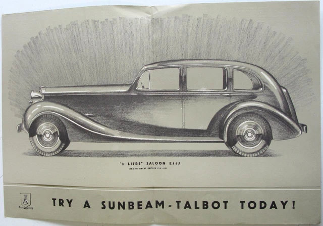 SUNBEAM TALBOT 3 Litre Range Original Cars Sales Brochure 1939 2