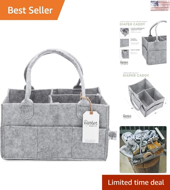 Essential Felt Diaper Caddy - Nursery Storage Bin and Car Organizer - Grey