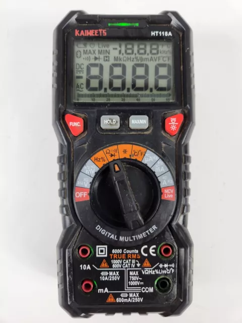 KAIWEETS Digital Multimeter Auto Ranging TRMS 6000 AC DC Voltage HT118A No Leads