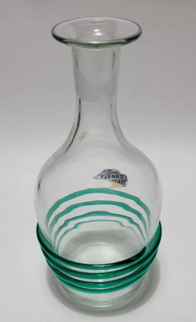 Rare Blenko Art Glass Decanter With Emerald Green Spiral Swirl *No Stopper*