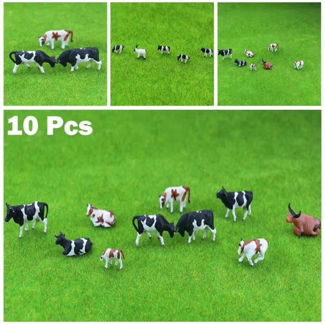 Lot de 30 vaches modèles miniatures peintes échelle HO animaux de ferme dans 1