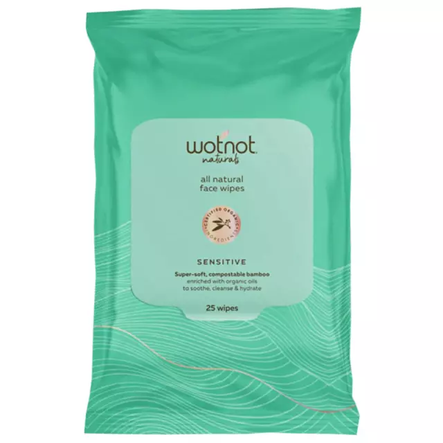 Wotnot Sensitive Facial Wipes 25 Pack Gently Cleanse All Skin Types Pores