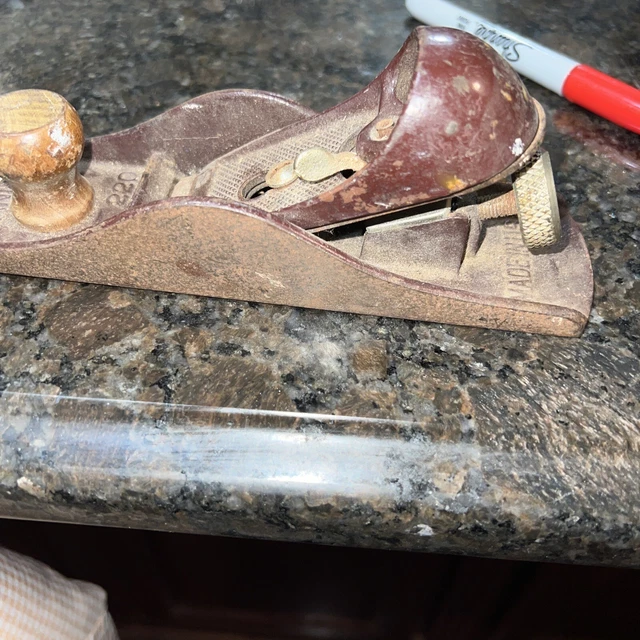 L@@K! VINTAGE STANLEY BLOCK PLANE WOODWORKING COLLECTOR No.220 MADE IN THE USA
