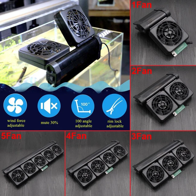 Aquarium Cooling Fan Fish Tank Cold Wind Chiller 2 Level 1/2/3/4/5 Fans 12V Hot