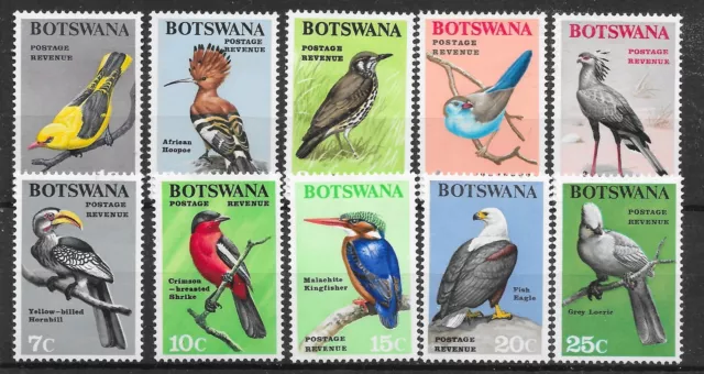 BOTSWANA SG220/29 1967 BIRDS DEFINITIVE SET TO 25c MTD MINT