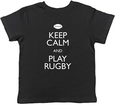 Keep Calm and Play Rugby Boys Girls Childrens Kids T-Shirt