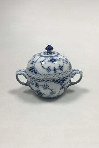 Royal Copenhagen Blau Geriffelt Halb Spitze Zuckerdose No 691/161