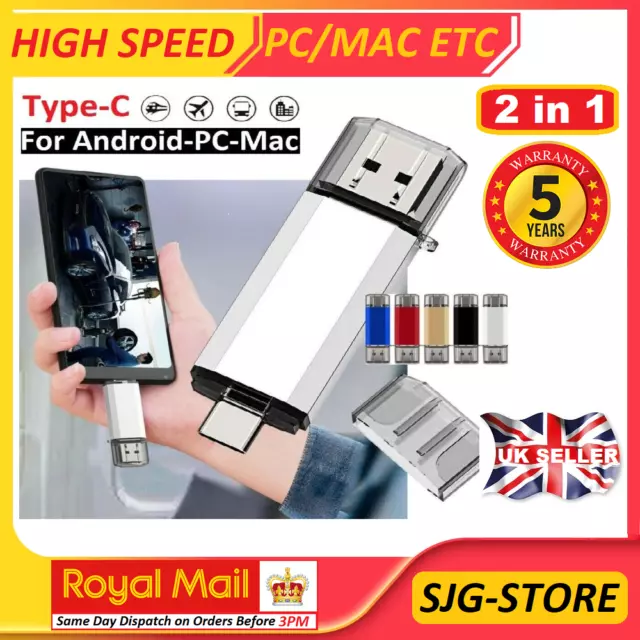 TYPE-C OTG 2 in 1 USB Memory Photo Stick Flash Pen Drive Android/Samsung/PC/Mac