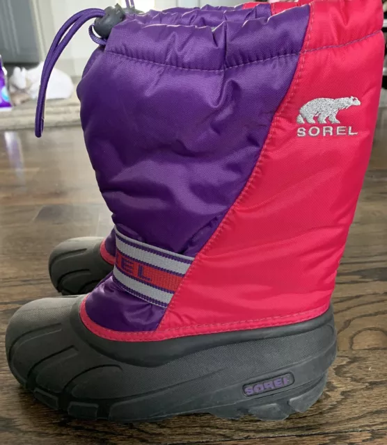 Barely worn Sorel CUB Girls youth Pink/Purple Winter Snow BOOTS NY1799-600 Sz 5