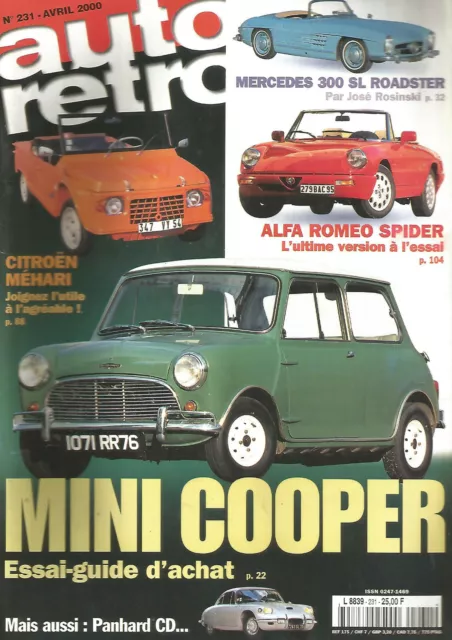 Auto Retro N°231 Mini Cooper / Alfa Spider / Mercedes 300 Sl Roadster / Mehari