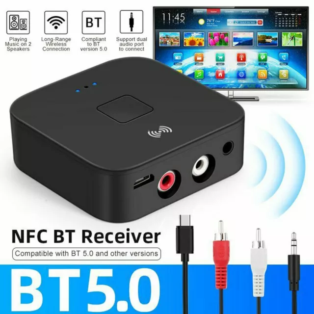 Bluetooth 5.0 Récepteur Sans Fil Jack 3.5 mm 2 RCA Adaptateur Audio Stéréo Prise