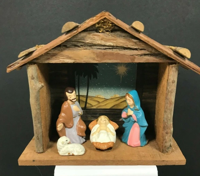 VINTAGE NATIVITY SET Joseph, Mary & Baby Jesus Ceramic Figurines w