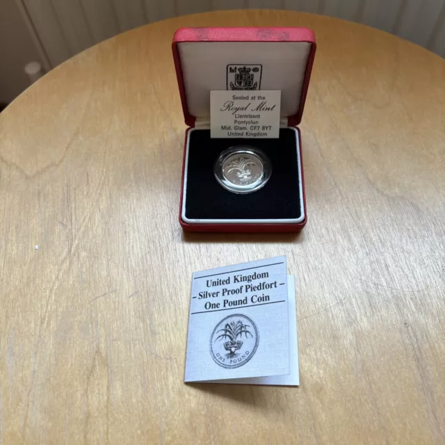 1985 UK One Pound £1 Silver Proof Piedfort Royal Mint Coin with Box
