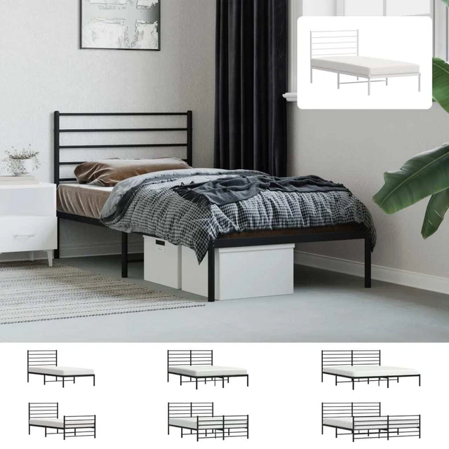 METAL BED FRAME with Headboard Bed Base Mattress Foundation Bedstead