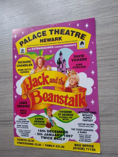 Pantomime Theater Flyer 1997, Newark Palace, Jack And The Bohnenstange
