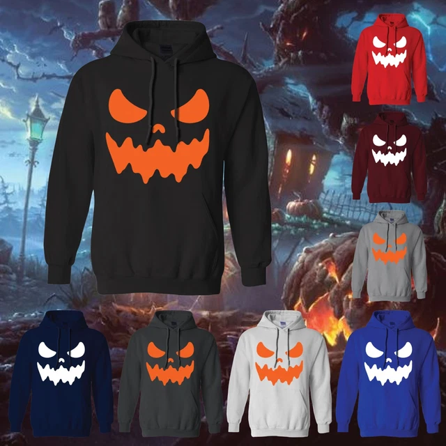 Felpa con cappuccio horror viso stay spettrale Halloween zucca amici festa regali divertenti