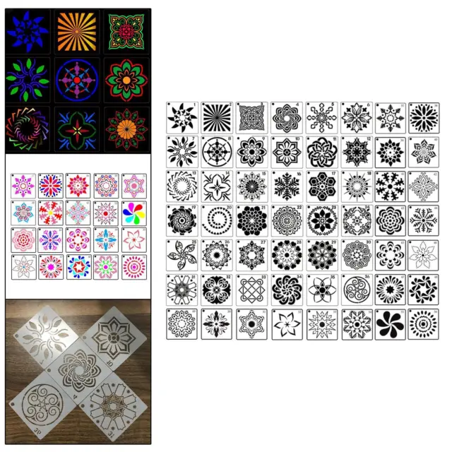 Mandala Painting Stencil, Stencil riutilizzabili, Mandala Dot Pattern  Painting Stencil per parete, mobili, pavimento (16 pz)