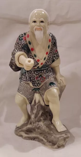 Vintage Chinese Shiwan Ceramic Mudman Fisherman Figurine no Pole