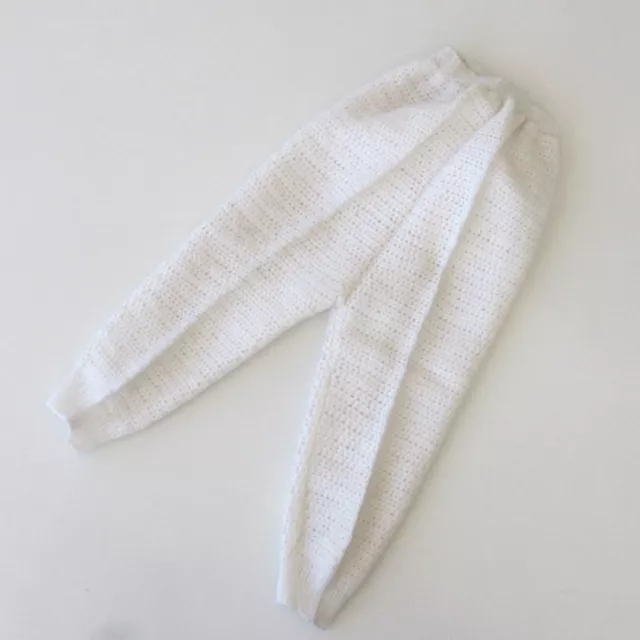 Authentique vintage pantalon Bébé tricoté ou vêtement de poupée France blanc