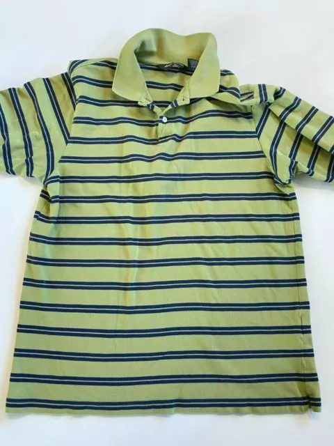 Eddie Bauer Polo Shirt Men's Large Olive Green Stripe