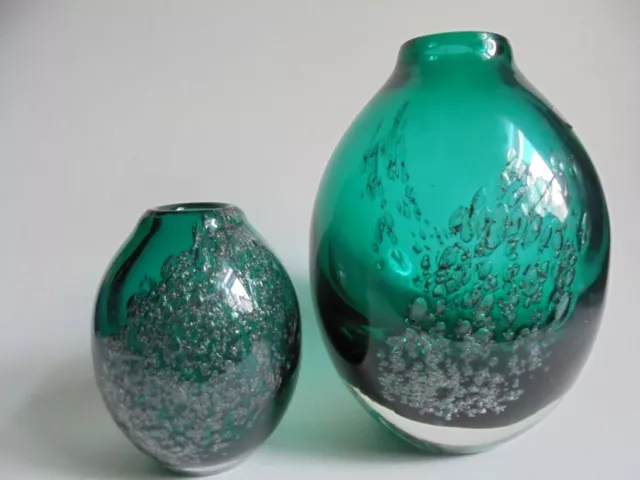 2 Glasvasen „Florida“, Heinrich Löffelhardt, Schott Zwiesel um 1970, Grün