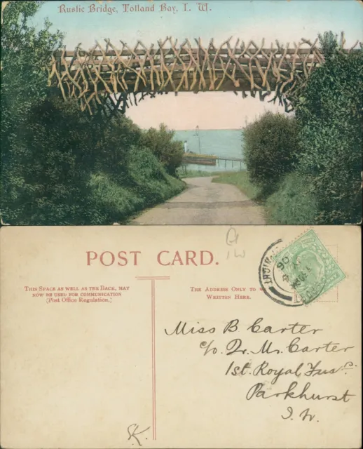 Rustic Bridge Tolland Bay IOW Isle of Wight GB 1906 Cancel