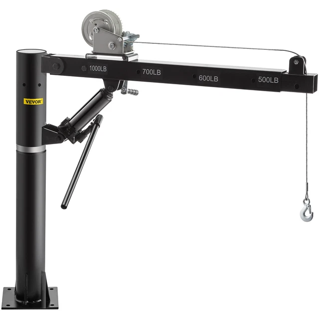 VEVOR Grue d'Atelier Chèvre de Levage Pliable Pivotante 454 kg avec Treuil à Fil