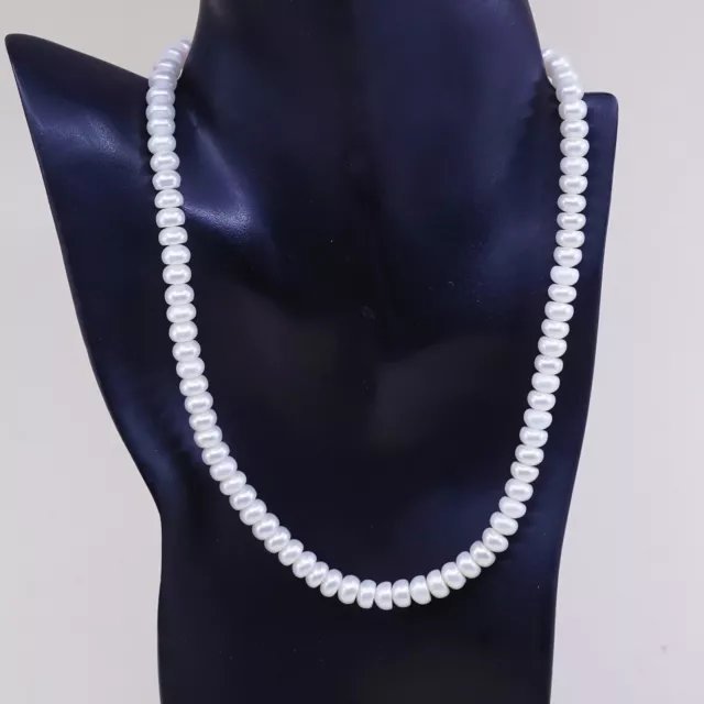 18" 6mm, Vtg handmade Freshwater Pearl Necklace With Sterling Silver Clasp