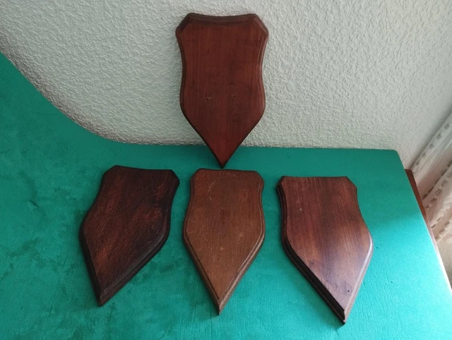 4 ECUSSONS BOIS 22X12Cm Pour Trophee Chasse Chevreuil Cerf Chamois EUR