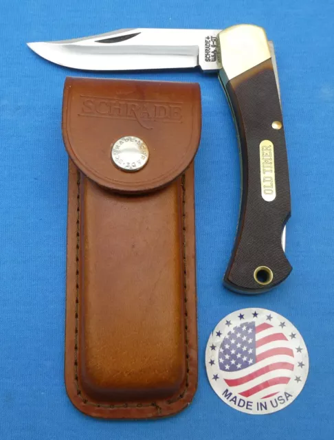 Schrade USA made 6OT Old Timer "Golden Bear" Lockback Knife with Leather Sheath