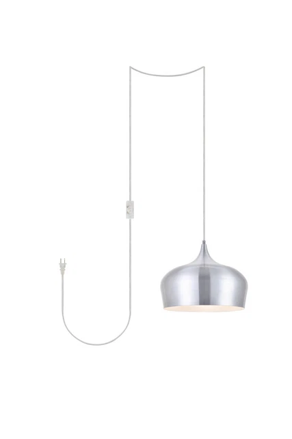Living District LDPG2003BN Nora 1 Light Plug-In Pendant, Burnished Nickel