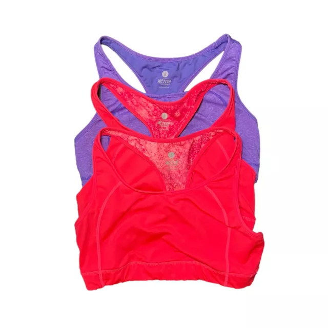 Lot of Three Old Navy Size Large Sports Bras Purple Pink Yoga Fitness Running