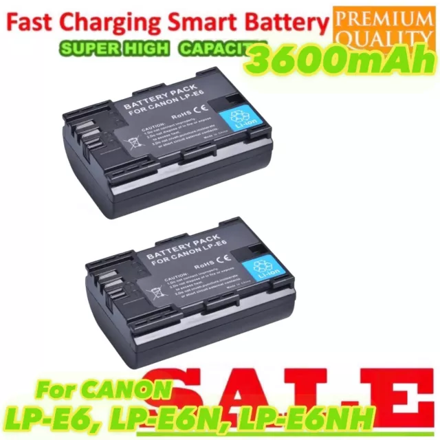 2x Fully Decoded Battery LP-E6 for EOS 5D Mark II 7D 60D 70D 6D BG-E7 BG-E9 GRIP