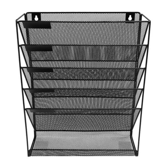 Metal Mesh Wall-Mounted Magazine File Rack Office Desk 5 Layer Interval4009