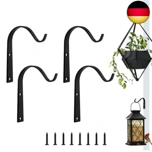 TOKERD 4 Stück Pflanzenhalterung Eisen Wandhaken, Blumenampel Haken mit