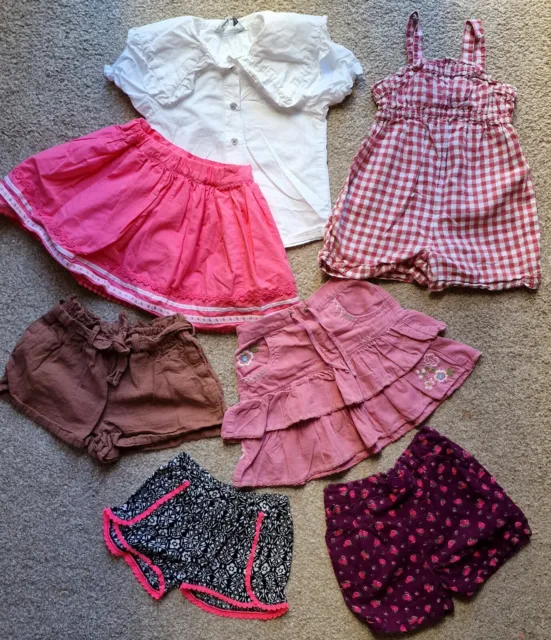 Girls Age 2-3 Years Summer Bundle Shorts Skirts Romper Top 7 Pieces Next H&M...