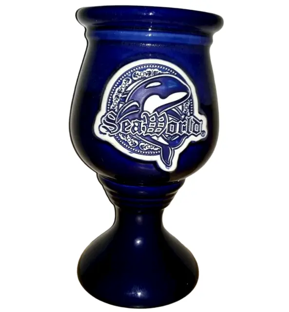 SeaWorld Blue Hombre Ceramic Shamu Orca Coffee Mug Beer Stein Mug Sea World 8"