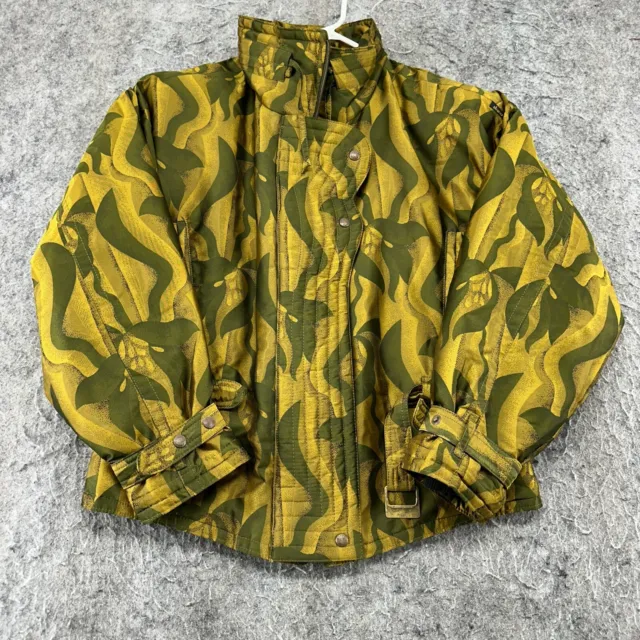 VTG Skea Paris Vail Jacket Womens 8 Olive Green Camo Peplum Puffer Coat 80s