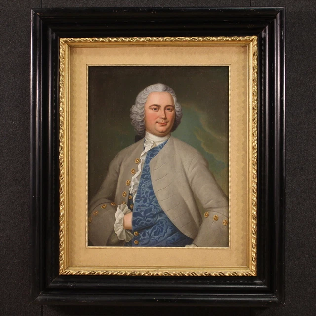 Retrato de caballero pintura oleo antiguo sobre lienzo cuadro hombre siglo XIX