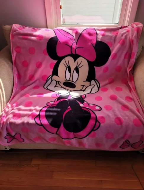 Minnie Mouse Soft Fleece Pink/White/Black 50"x60" 2-Sided Blanket Throw Disney