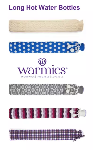 New 80cm Warmies PVC Extra Long Hot Water Bottles With Knitted Removable Cover