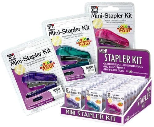 Charles Leonard Mini Stapler Kit with 1000 Color Staples Assorted Transparent...