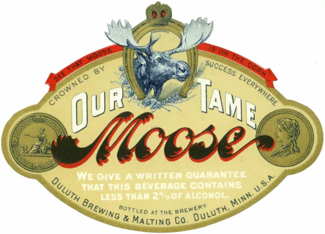 Duluth Brew Our Tame Moose Beer Label T Shirt Duluth Mn Sizes Small-Xxxlarge (F)